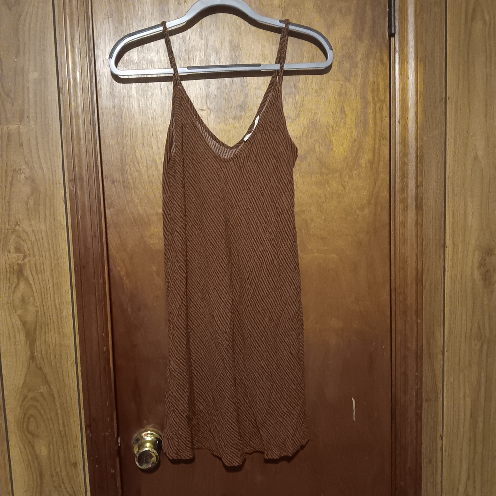 Elegant Brown Striped Mini Dress